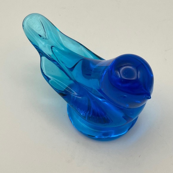 Vintage 1994 Art Glass Blue Bird of Happiness / Leo Ward Blue Color Figurine No3 - Picture 8 of 13